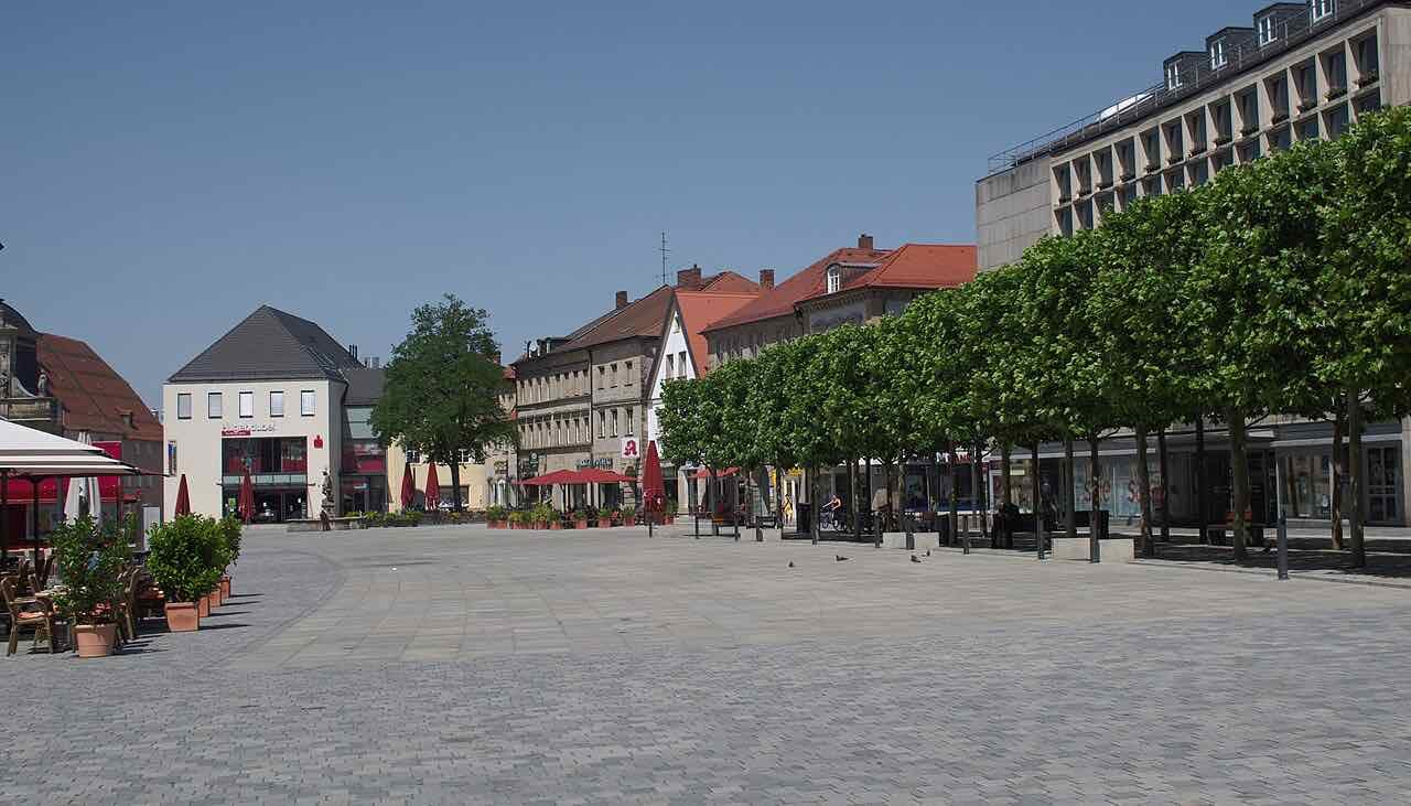Townhouses along Maximilianstraße in the old town of Bayreuth
