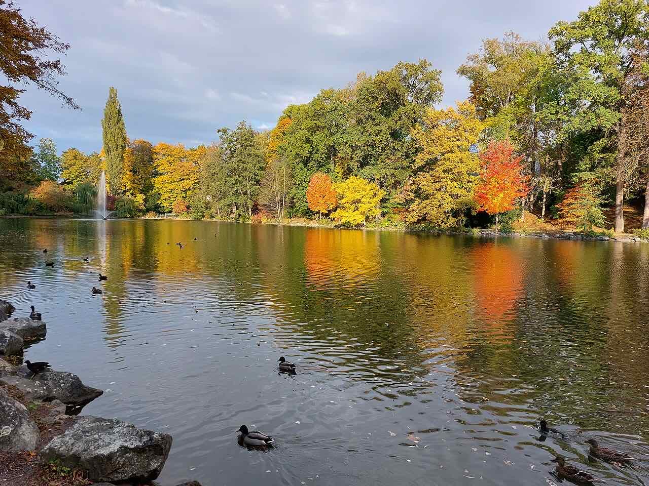 Autumn colours around the Röhrensee lake in Bayreuth