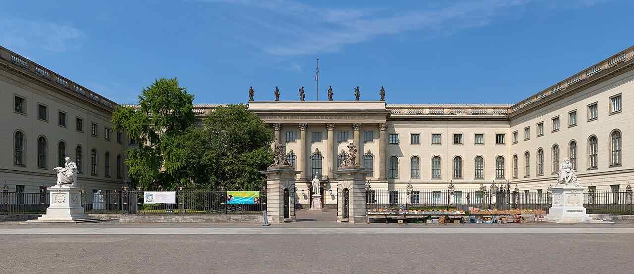 Front view of the main building of Humboldt University on the boulevard Unter den Linden