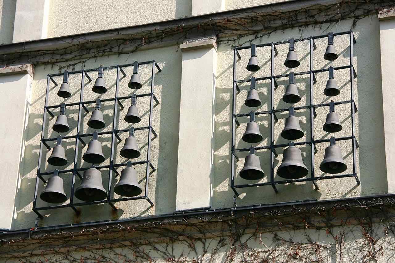 The front of the Old Town Hall in Weiden with its glockenspiel, seen from the market square