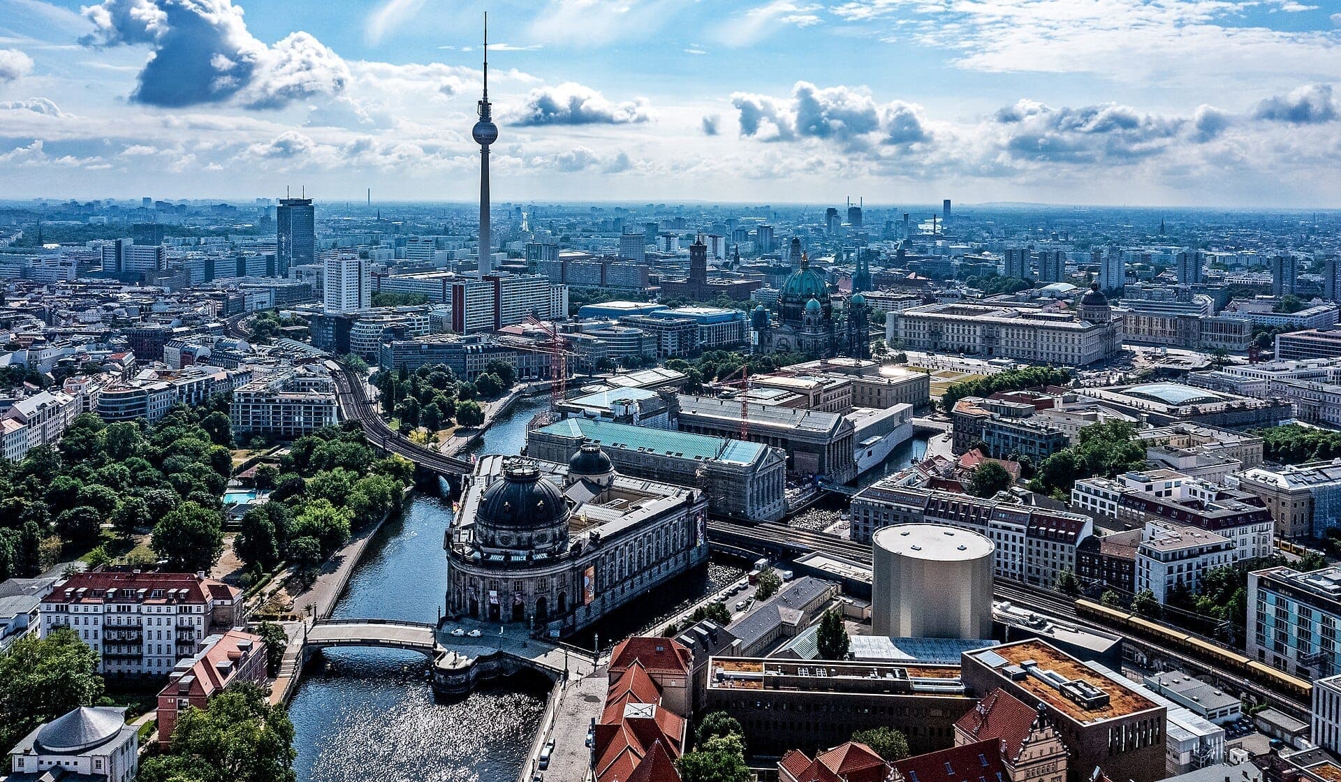 Aerial view of Berlin with the TV tower and museum island