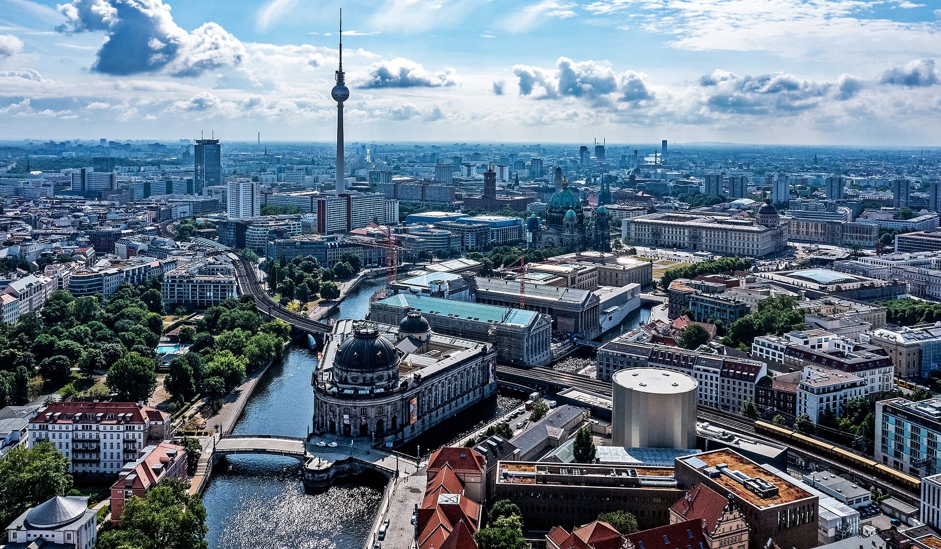 Aerial view of Berlin with the TV tower and museum island