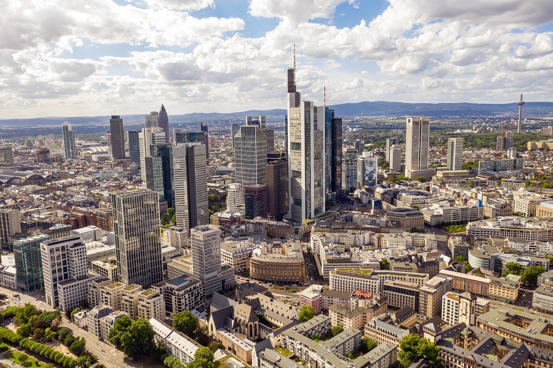 Frankfurt skyline with the banking district towers