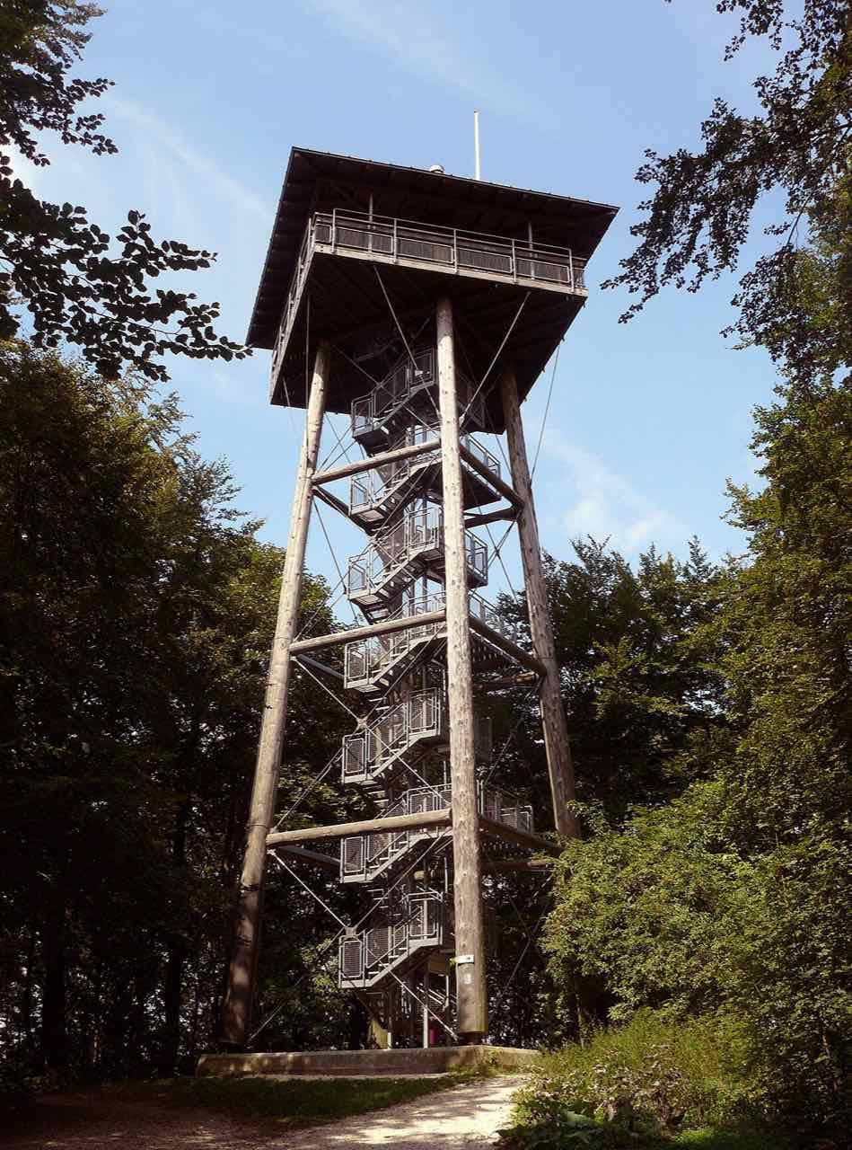 The Aalbäumle lookout tower above Aalen, standing among trees