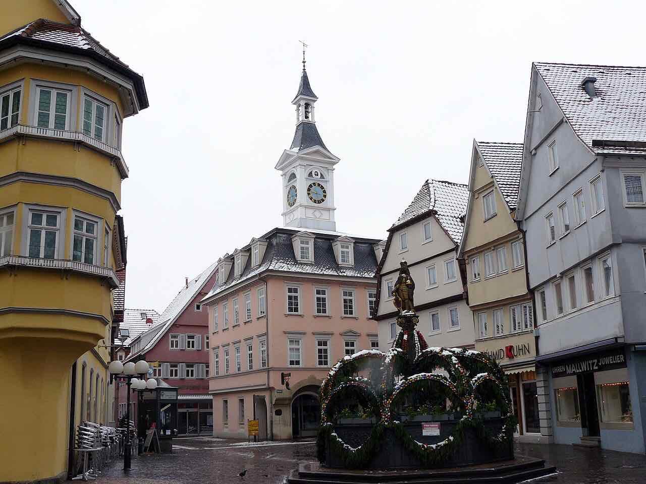 The Historic Town Hall of Aalen with its tower on the market square