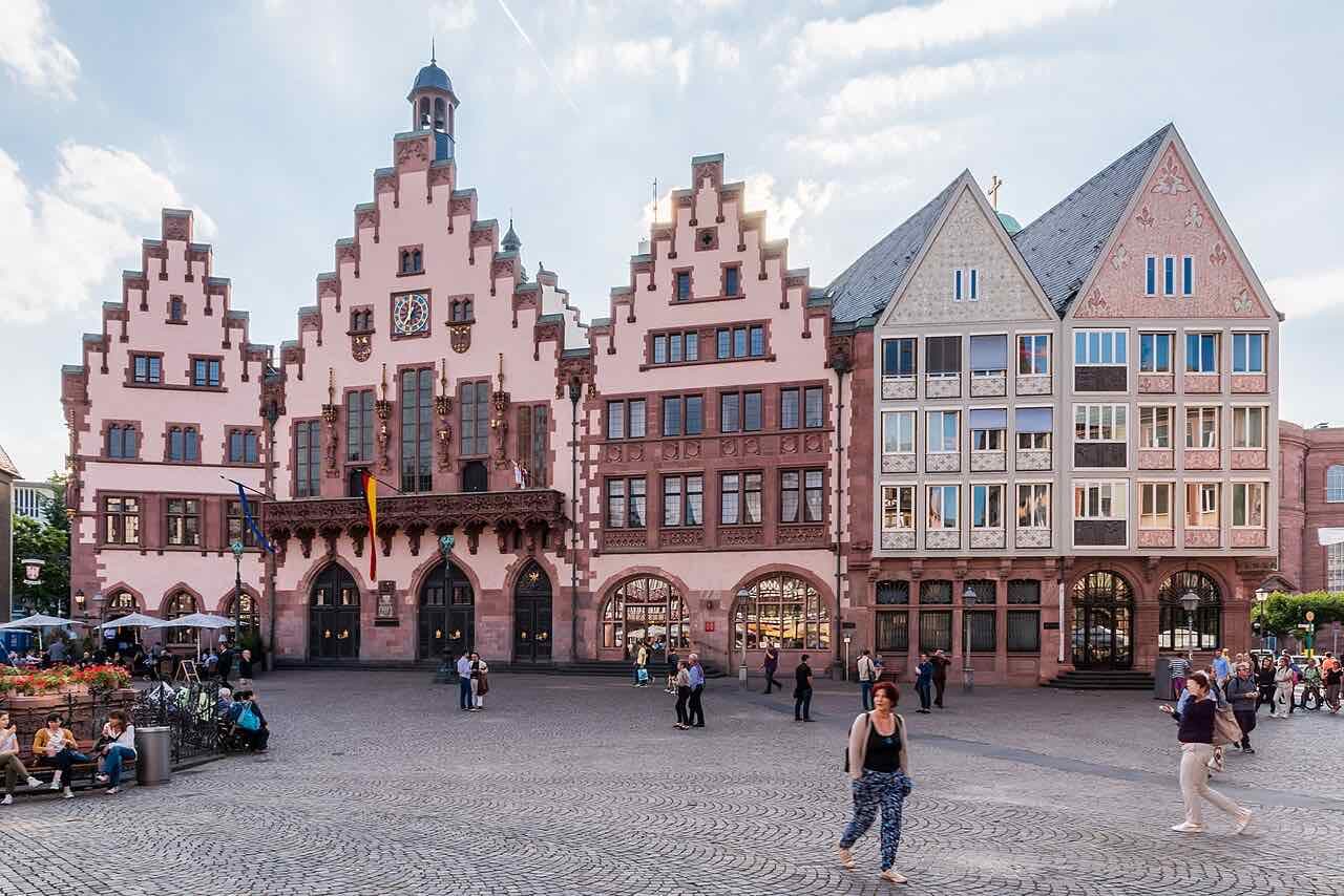 The stepped gables of the Römer town hall on the Römerberg square in Frankfurt
